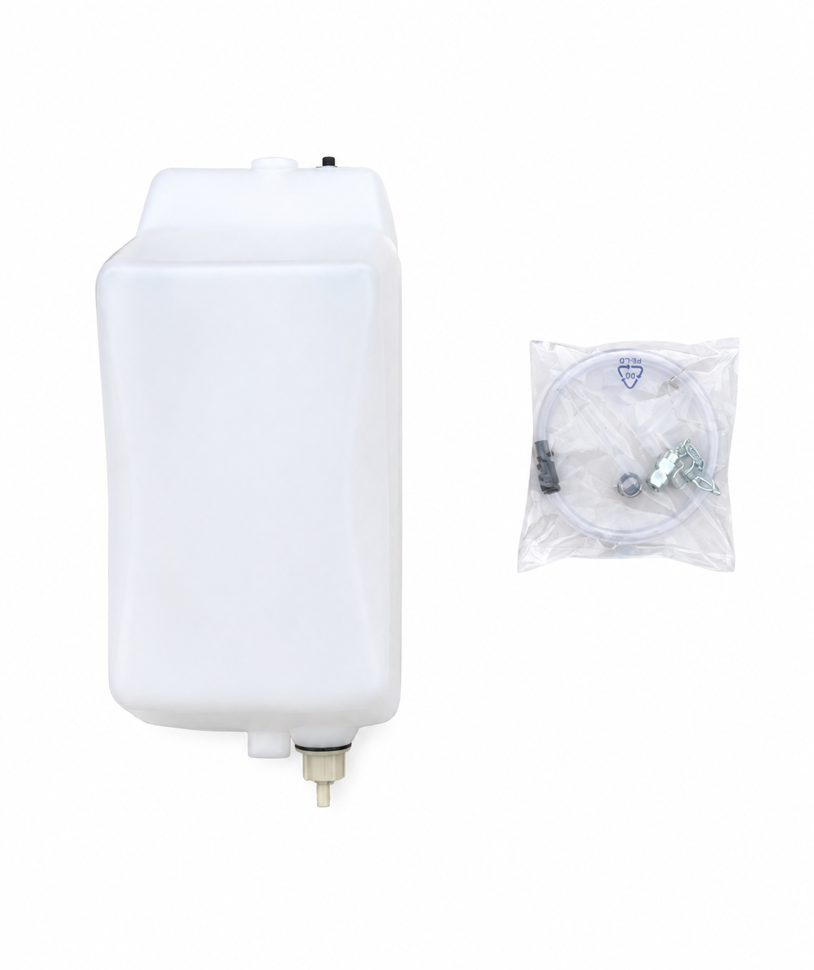 Fluid Reservoir Tank Kit with Hose & Hardware – Translucent HDPE GH3143