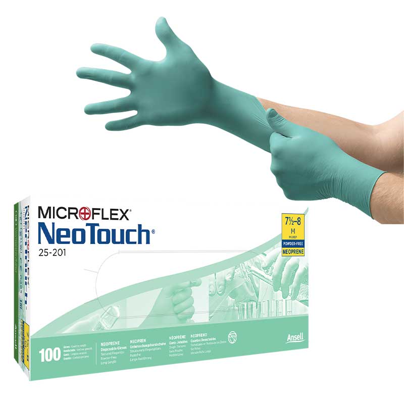 Ansell Microflex NeoTouch 25-101 Disposable Laboratory Gloves – Box of 100 (Packaging Cosmetic Damage Only)