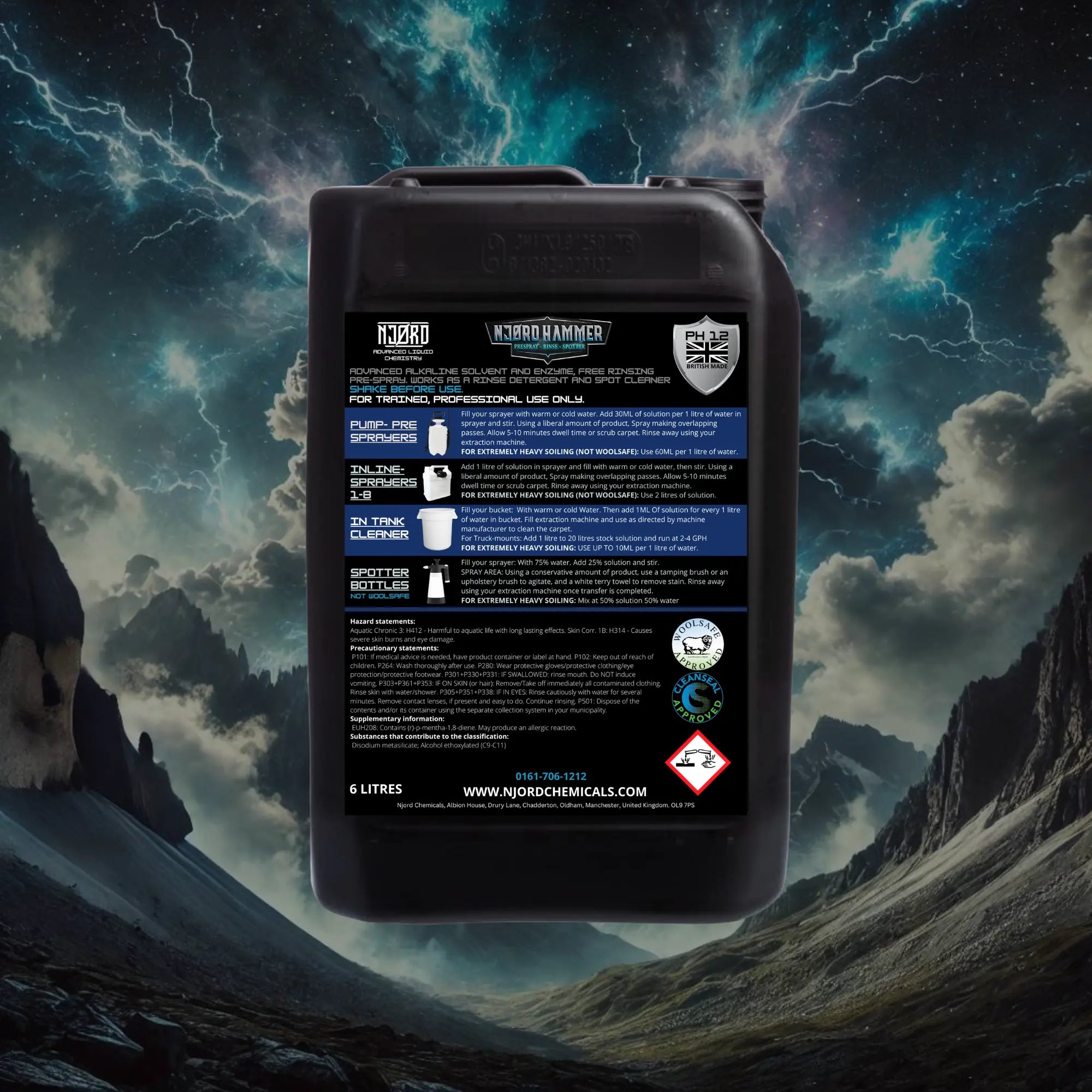 NJORD HAMMER: Carpet & Upholstery Pre-Spray, Spotter, and Rinse 6L