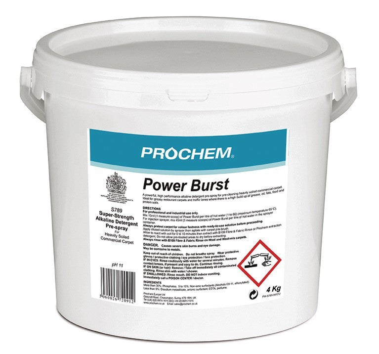 Prochem S789-04 Power Burst 4kg Enzyme-free high performance carpet cleaning pre-spray