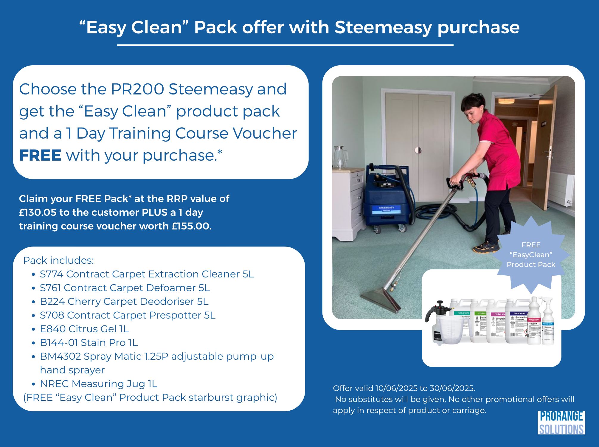 Prochem Steemeasy Carpet and upholstery cleaning Machine Brand New Design PR200 for Commercial and Industrial use