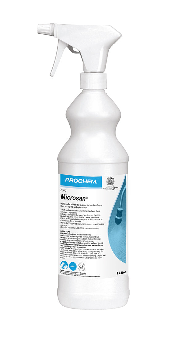 Prochem D500-01 Microsan Ready to Use Biocidal cleaner 1 Litre with Spray head