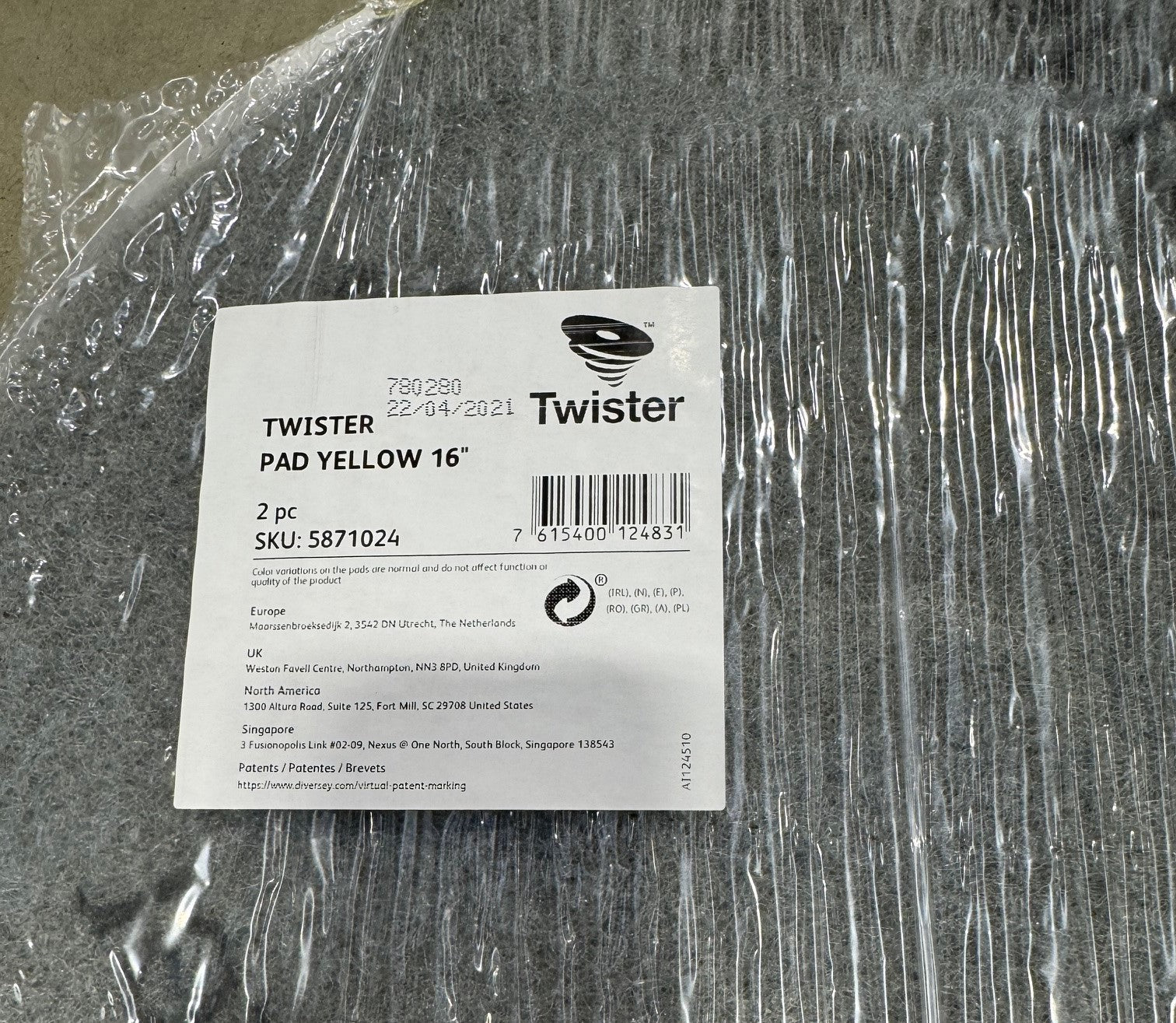 CLEARANCE OFFER Twister 16" Diamond Rotary Pads by HTC - Pack of 2 standard performance YELLOW PADS